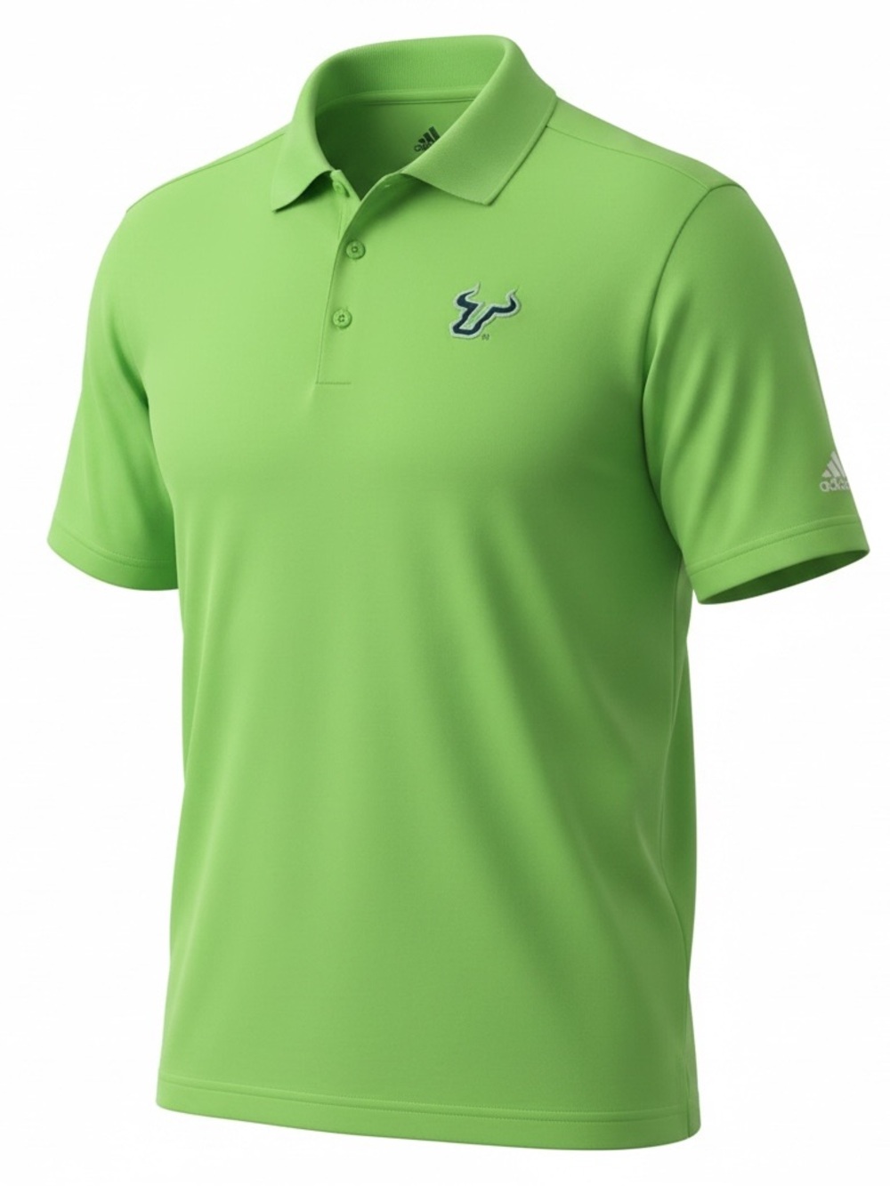 adidas Men’s USF Bulls Bright Lime Green Polo with Bull Logo